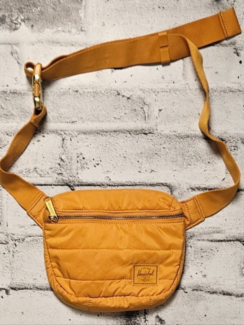 Herschel Yellow Quilted Belt Bag Fanny Pack Crossbody Nylon